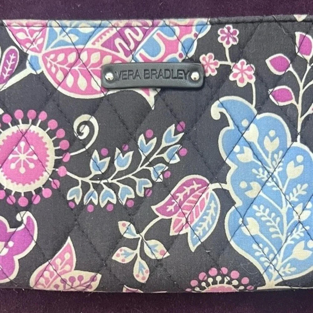 Vera Bradley Wristlet Paisley Wallet FLORAL Purple, black, pink, blue 9